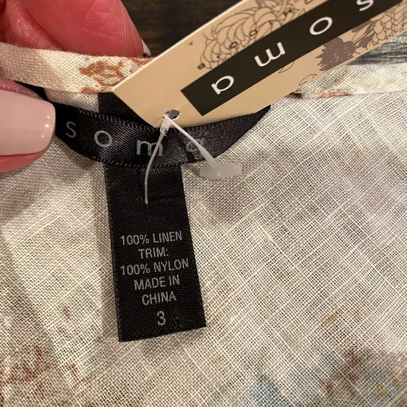 Soma Linen Floral Camisole NWT Cami Chico’s Size 3 Asian Print Kyoto Sky XL 16 - Picture 4 of 6